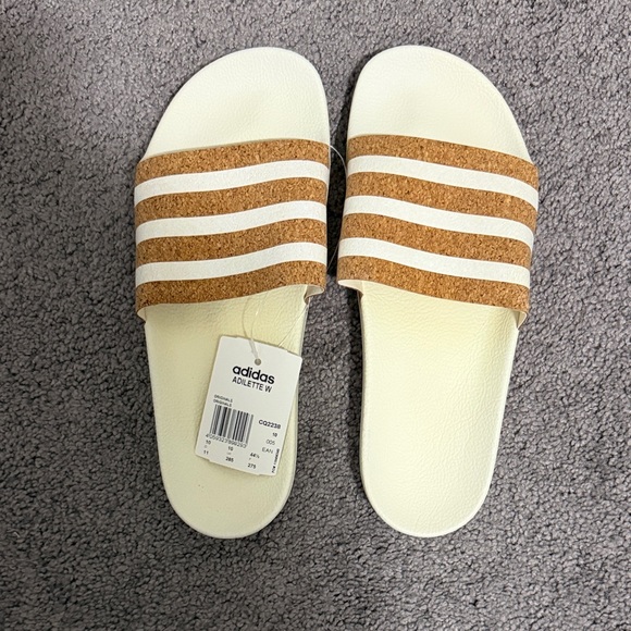 adidas Shoes - ADIDAS Tan/Cork Women’s Slides